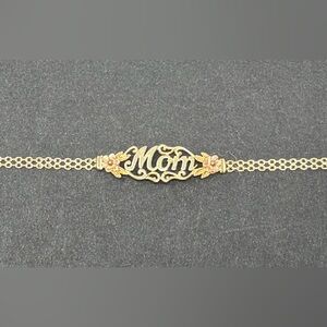 Vintage Estate 10K Black Hills Gold Style “Mom” Bracelet Tri-Color Floral